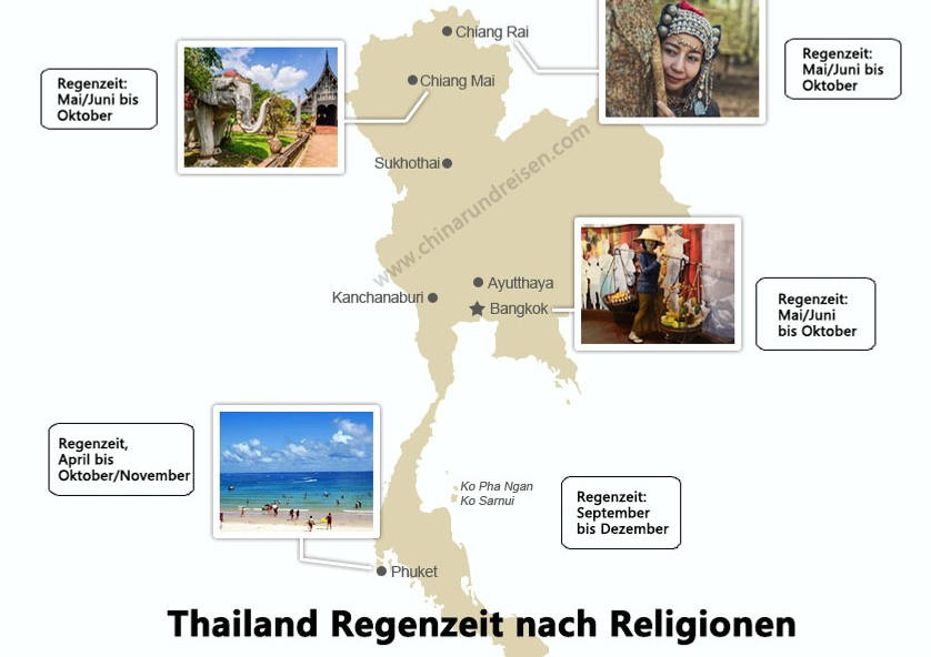 Thailand Reigenzeit Karte