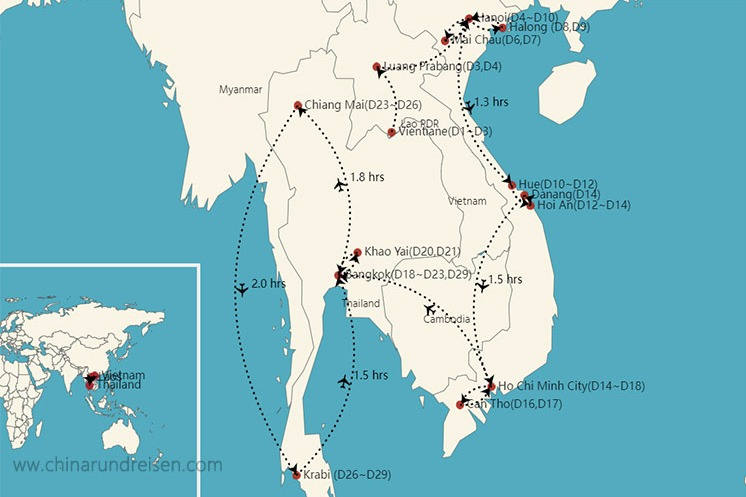 Südostasien Reiseroute 4 Wochen