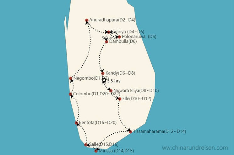 Sri Lanka reiseroute