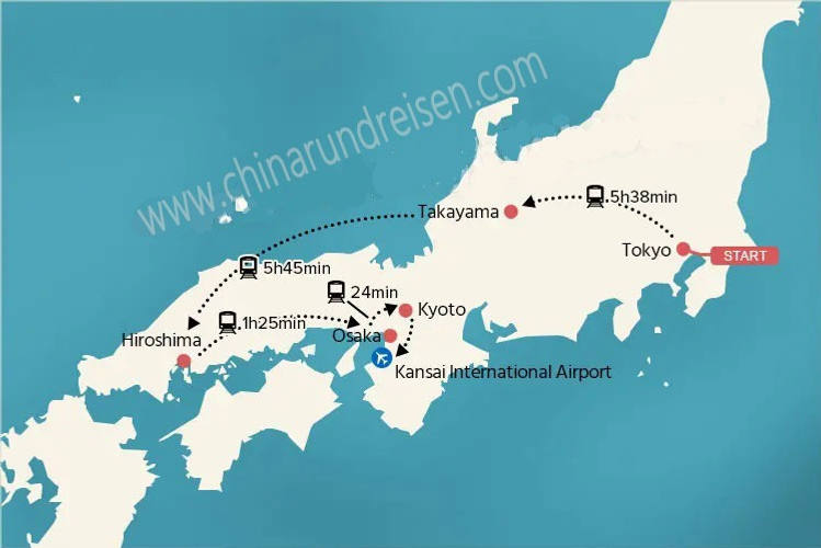 Japan Rundreise Route 2 Wochen