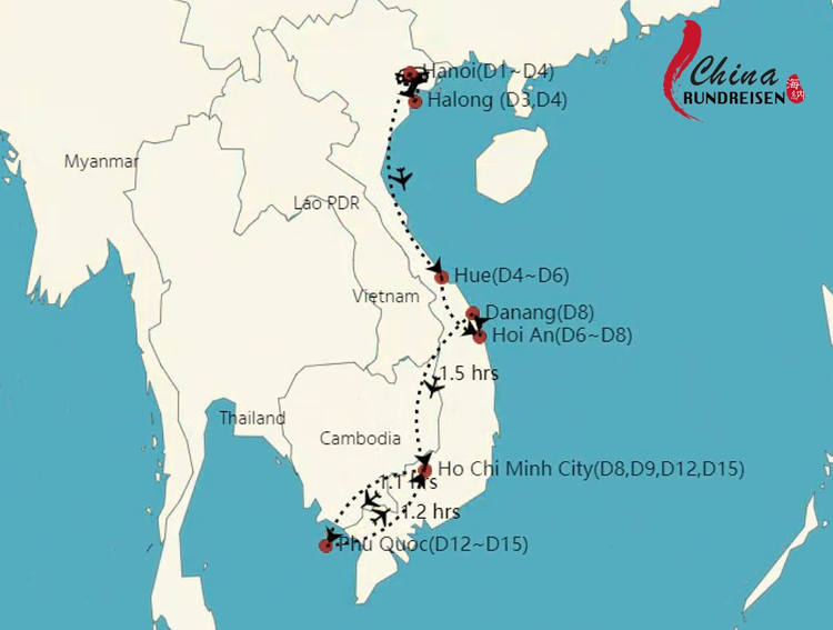 Vietnam Reiseroute 2 Wochen