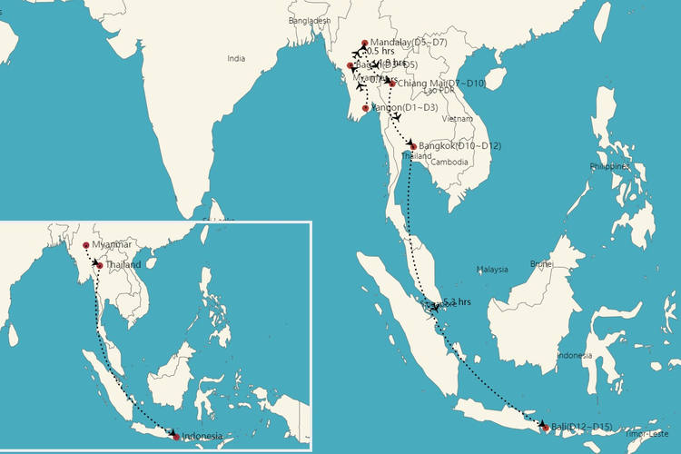 Bali und Java Reise Landkarte