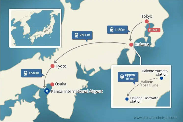 Japan Rundreise Route 1 Woche
