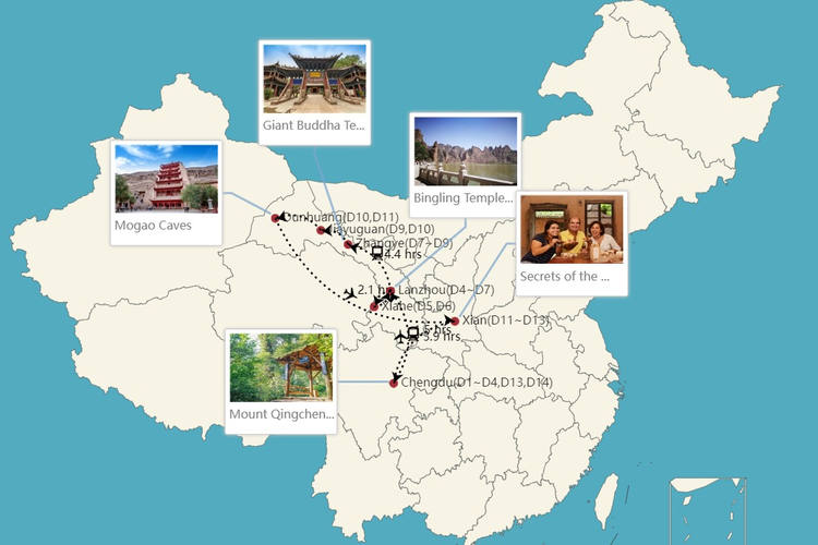 China Rundreise 2 Wochen Route
