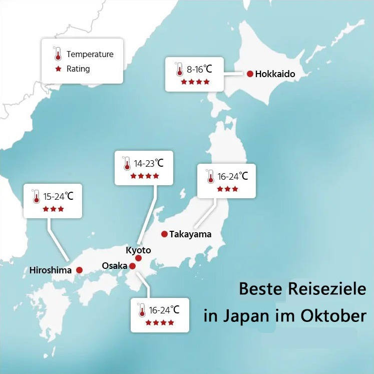 Japan beste Reiseziele im Oktober