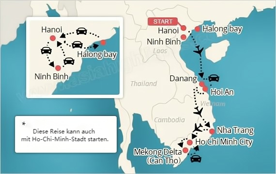 Familienurlaub Vietnam Reisekarte