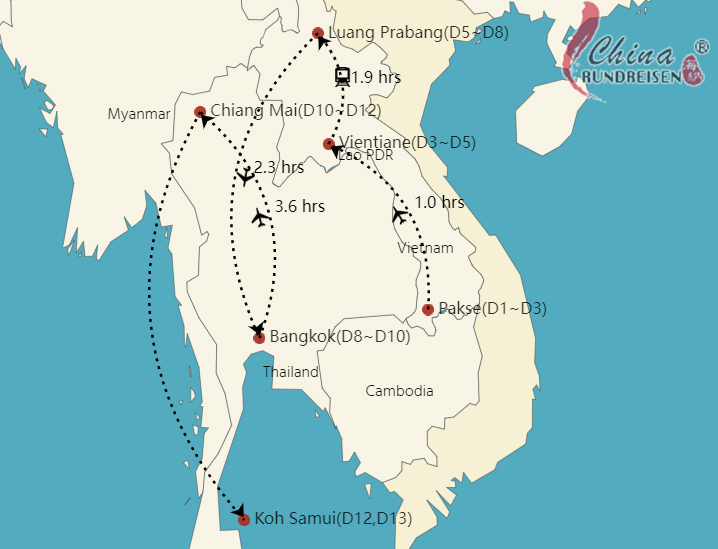 Laos Thailand Route